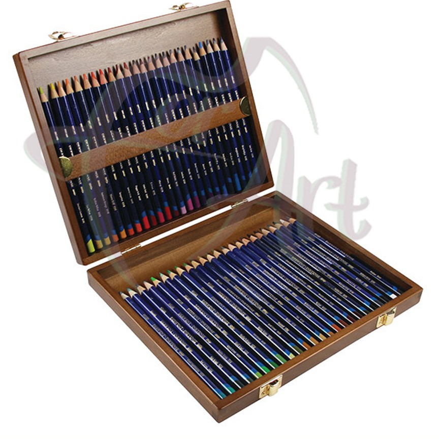 Набор чернильных карандашей Derwent Inktense 48 цветов в деревянном ящике