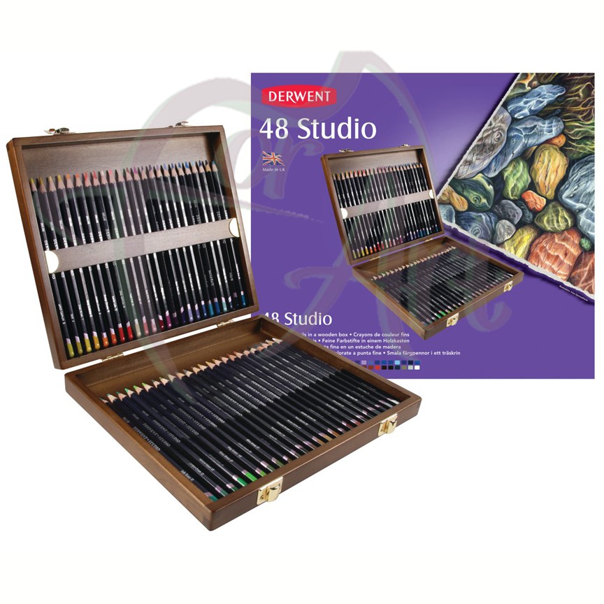 Набор цветных твердых карандашей Derwent Studio 48 цветов в деревянной коробке