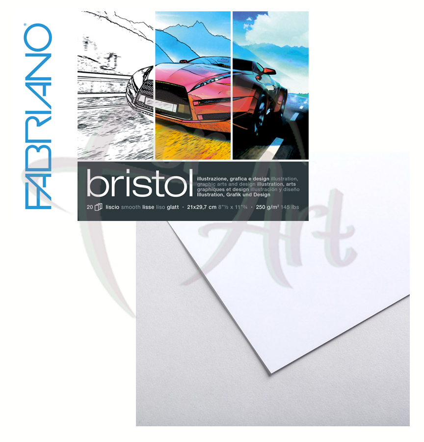 Блок бумаги для маркеров и графических работ Fabriano Bristol - белая бумага/21х29,7см/250гр/20л/А4