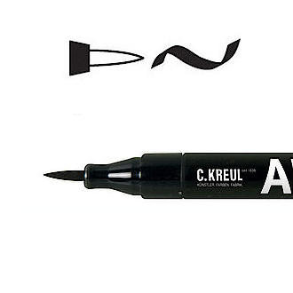 Маркер на водной основе C.Kreul Art Pen brush с гибким наконечником-кистью, ширина линии переменная/чёрный
