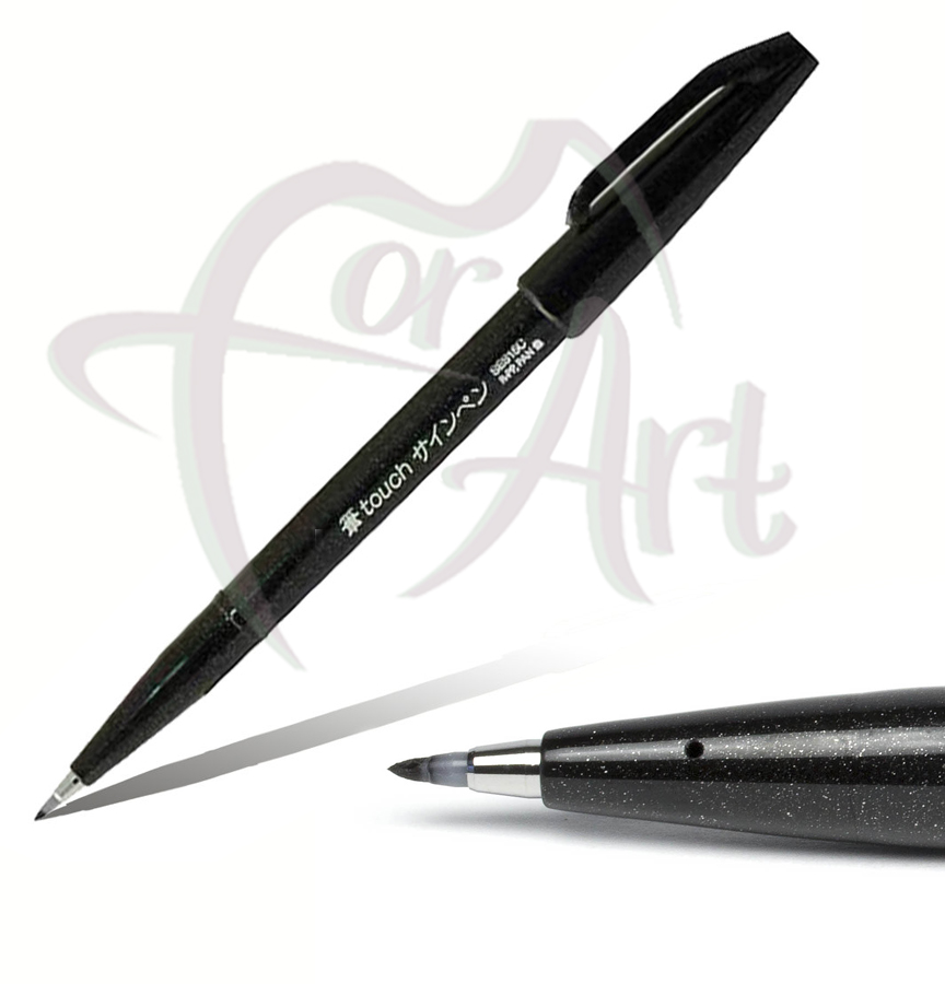 Фломастер-кисть для скетчей на водной основе Pentel Brush Sign Pen- черный