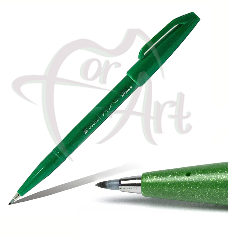 Фломастер-кисть для скетчей на водной основе Pentel Brush Sign Pen- зелёный