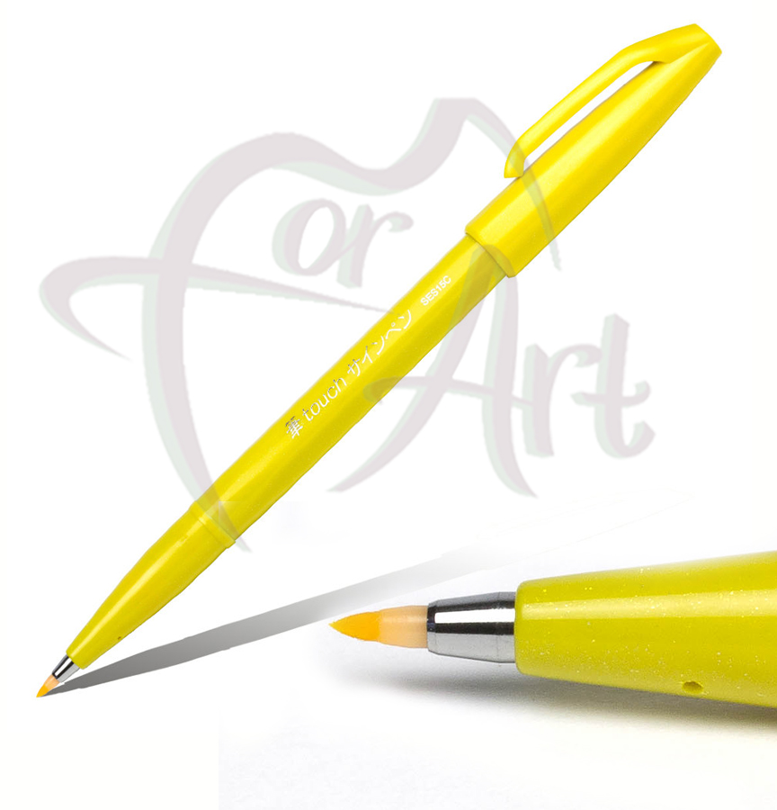 Фломастер-кисть для скетчей на водной основе Pentel Brush Sign Pen- жёлтый