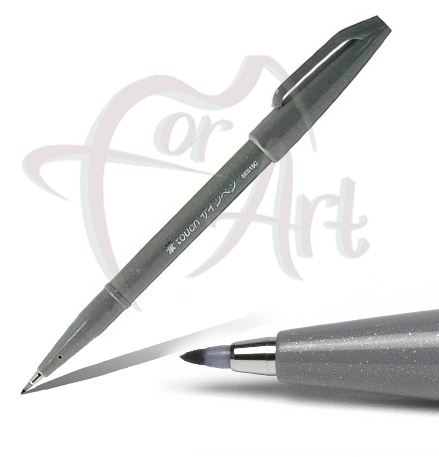 Фломастер-кисть для скетчей на водной основе Pentel Brush Sign Pen- серый