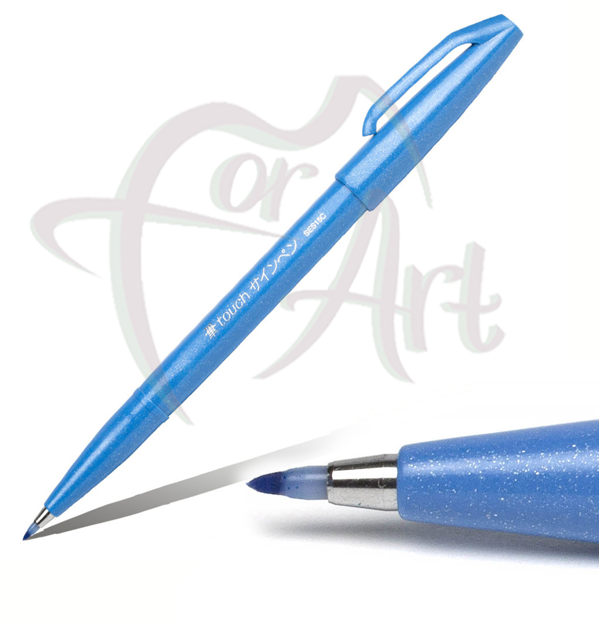 Фломастер-кисть для скетчей на водной основе Pentel Brush Sign Pen- голубой