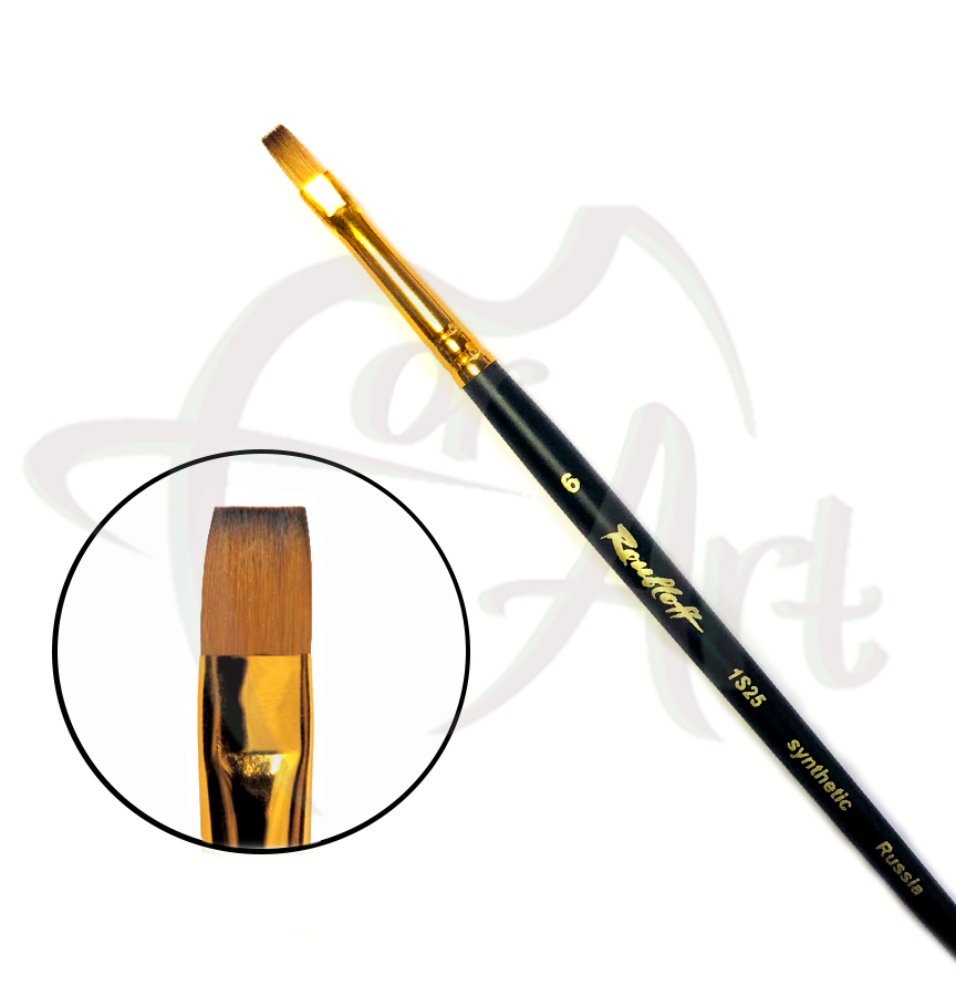 Кисть синтетика мягкая плоская под колонок Roubloff 1S25 №6