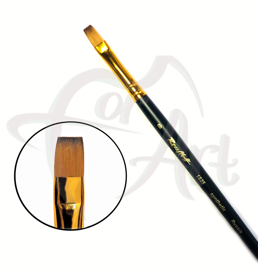 Кисть синтетика мягкая плоская под колонок Roubloff 1S25 №8