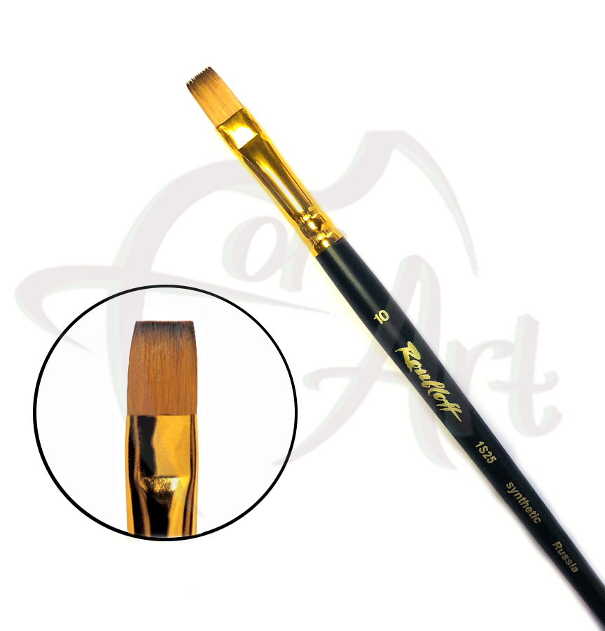 Кисть синтетика мягкая плоская под колонок Roubloff 1S25 №10