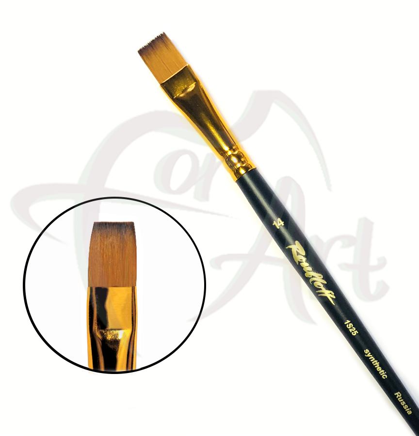 Кисть синтетика мягкая плоская под колонок Roubloff 1S25 №14