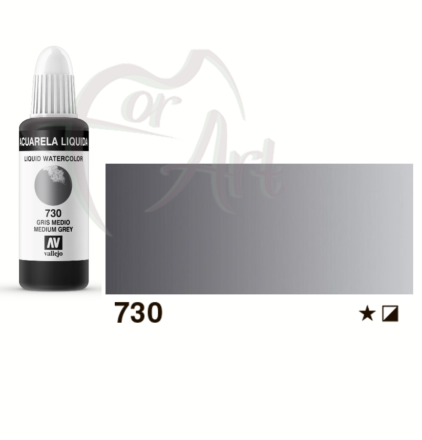 Жидкая акварель Acuarela Liquida №730- серая средняя/б.32мм