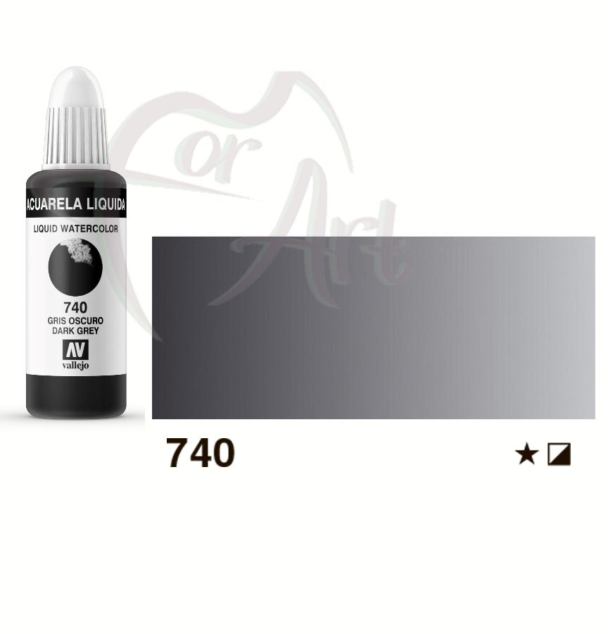 Жидкая акварель Acuarela Liquida №740- серая тёмная/б.32мл