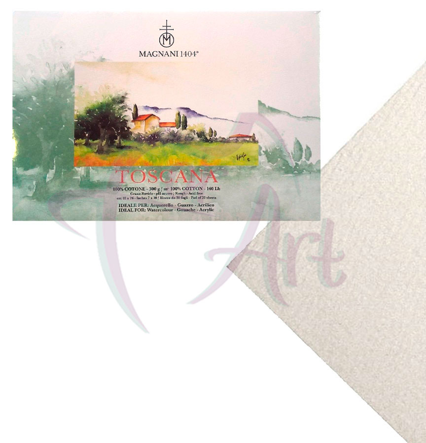Бумага для акварели TOSCANA Magnani 18х26см/100% хлопок/rough/300гр./20л.