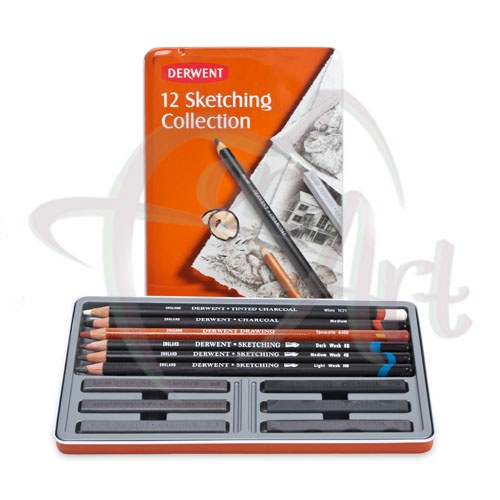 Набор для графических работ Derwent Sketching Collection 12 предметов в металлической коробке