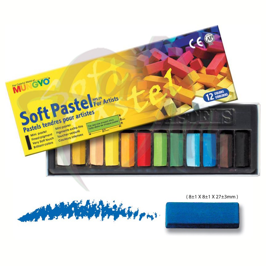 Набор сухой мягкой половинчатой пастели MUNGYO Soft Pastel-12 цветов в картонной коробке