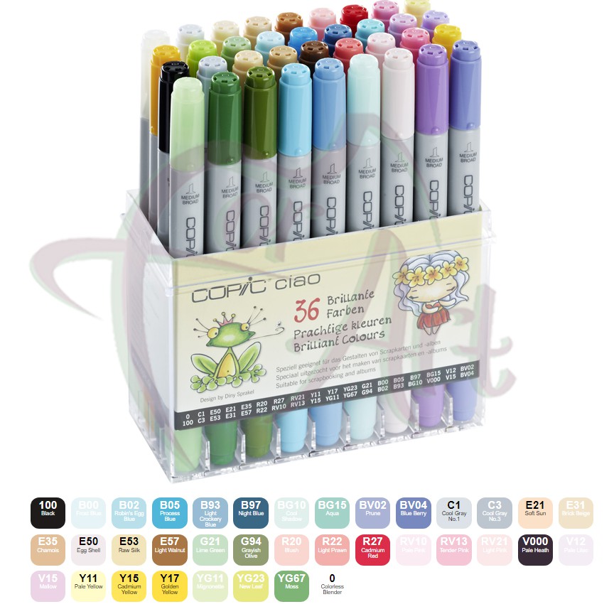 Набор маркеров Copic Ciao Brilliant Colours в пластиковом контейнере/36 маркеров