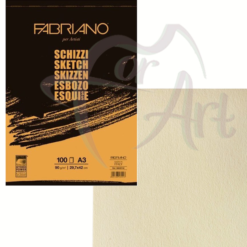 Блок для графики Fabriano Schizzi- бумага цвета слоновая кость/A3/90гр/100л