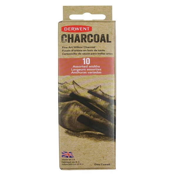 Уголь ивовый Derwent Willow Charcoal -ассорти в картонной упаковке/10шт