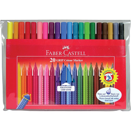 Фломастеры трехгранные Faber-Castell 20 цветов в пластиковой упаковке