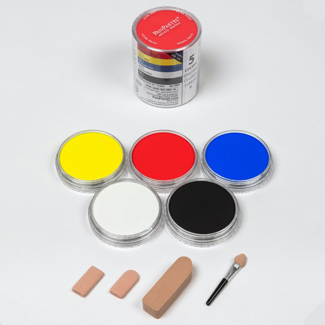 Набор ультрамягкой пастели PanPastel Основные цвета 5 цветов + 4 насадки для мастихина