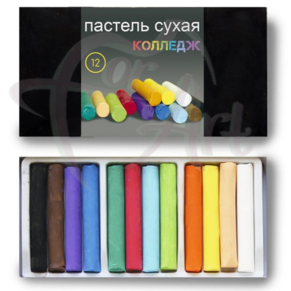Набор сухой мягкой пастели Чёрная Речка Колледж-12 цветов в картонной коробке
