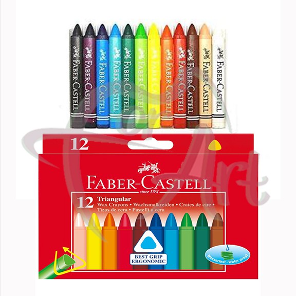 Набор трёхгранных восковых мелков Faber-Castell Wax Crayons Triangular 12 цветов в картонной упаковке