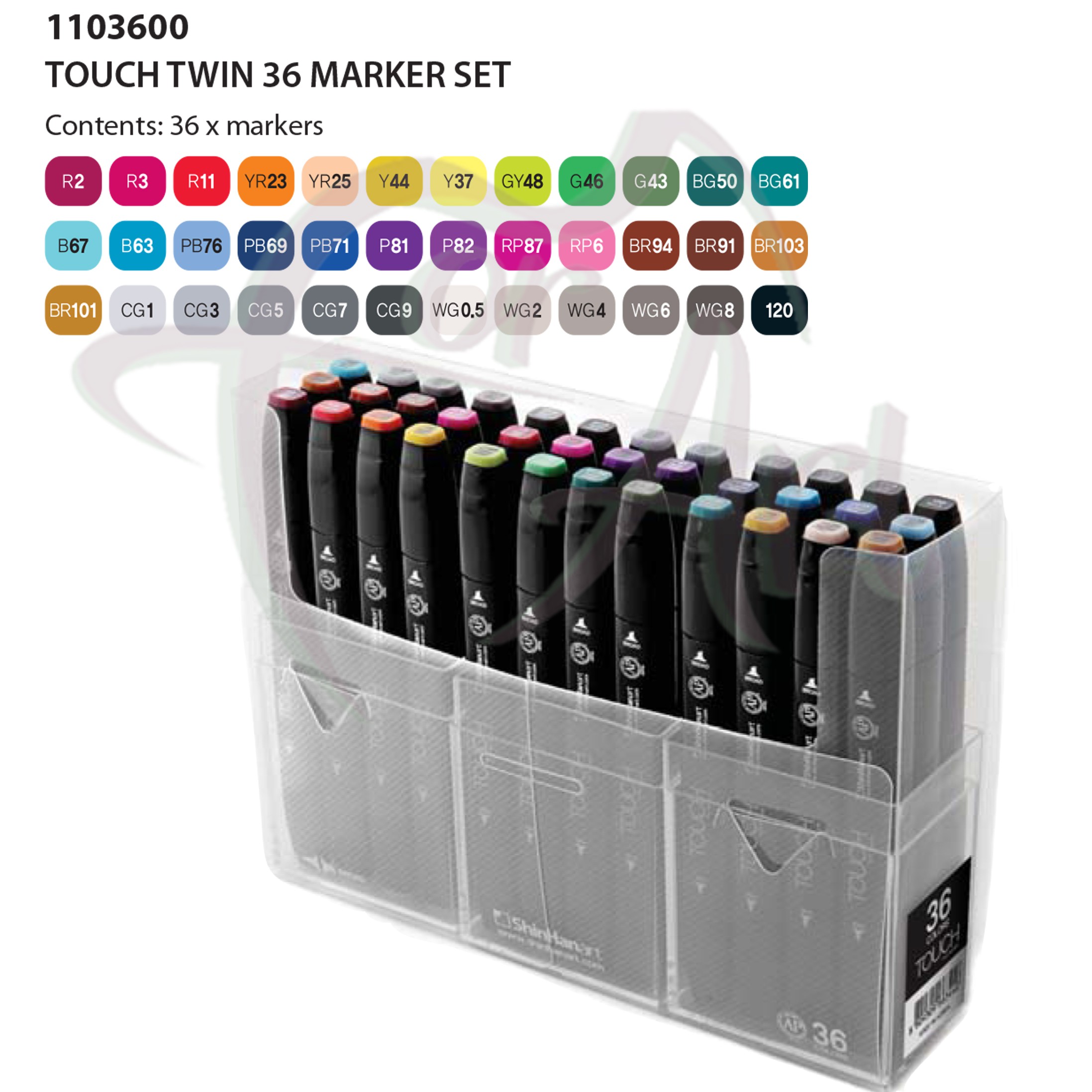 Набор маркеров для дизайна TOUCH Twin marker 36 цветов -Основные