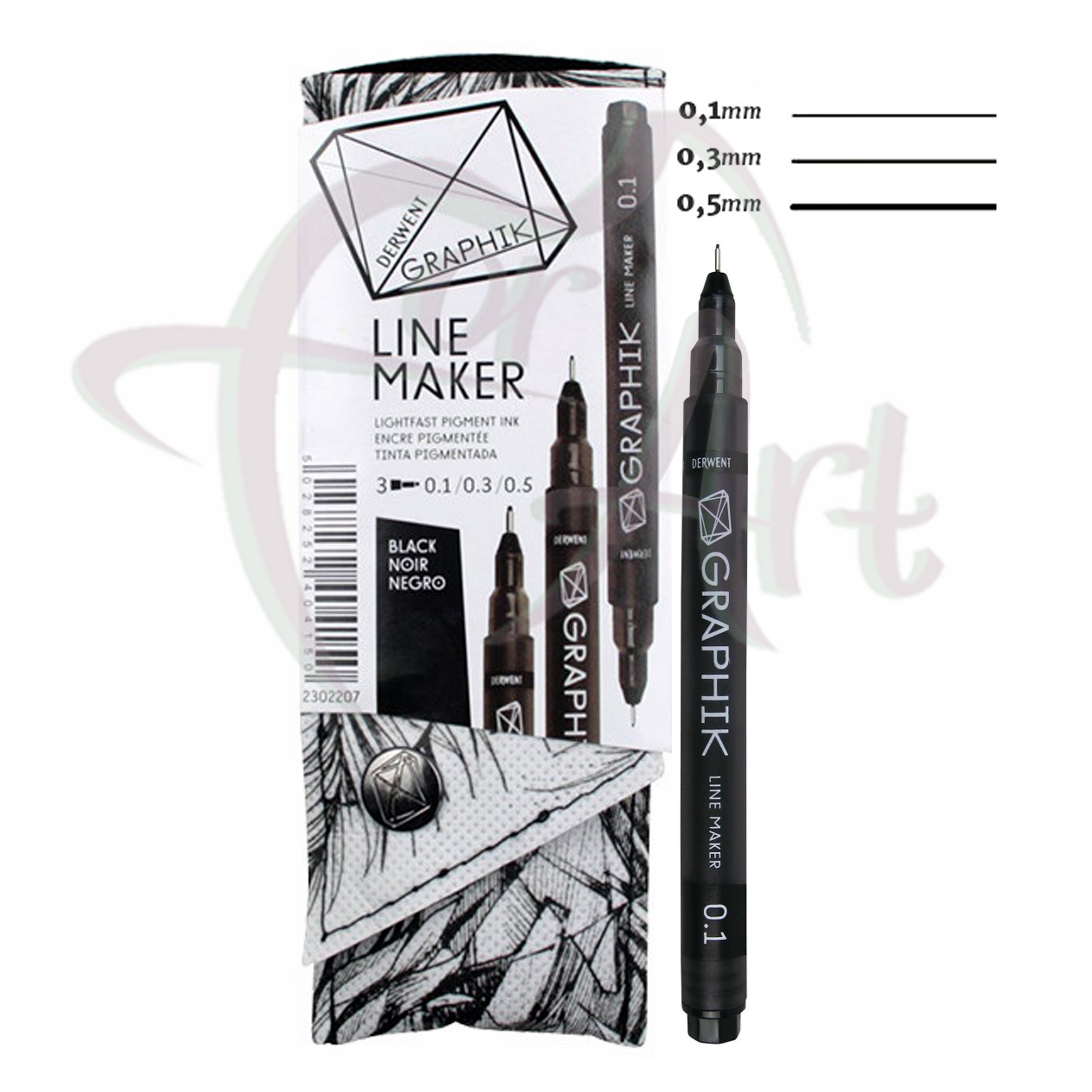 Набор одноразовых лайнеров Derwent GRAPHIK Line marker 3шт., цвет-чёрный