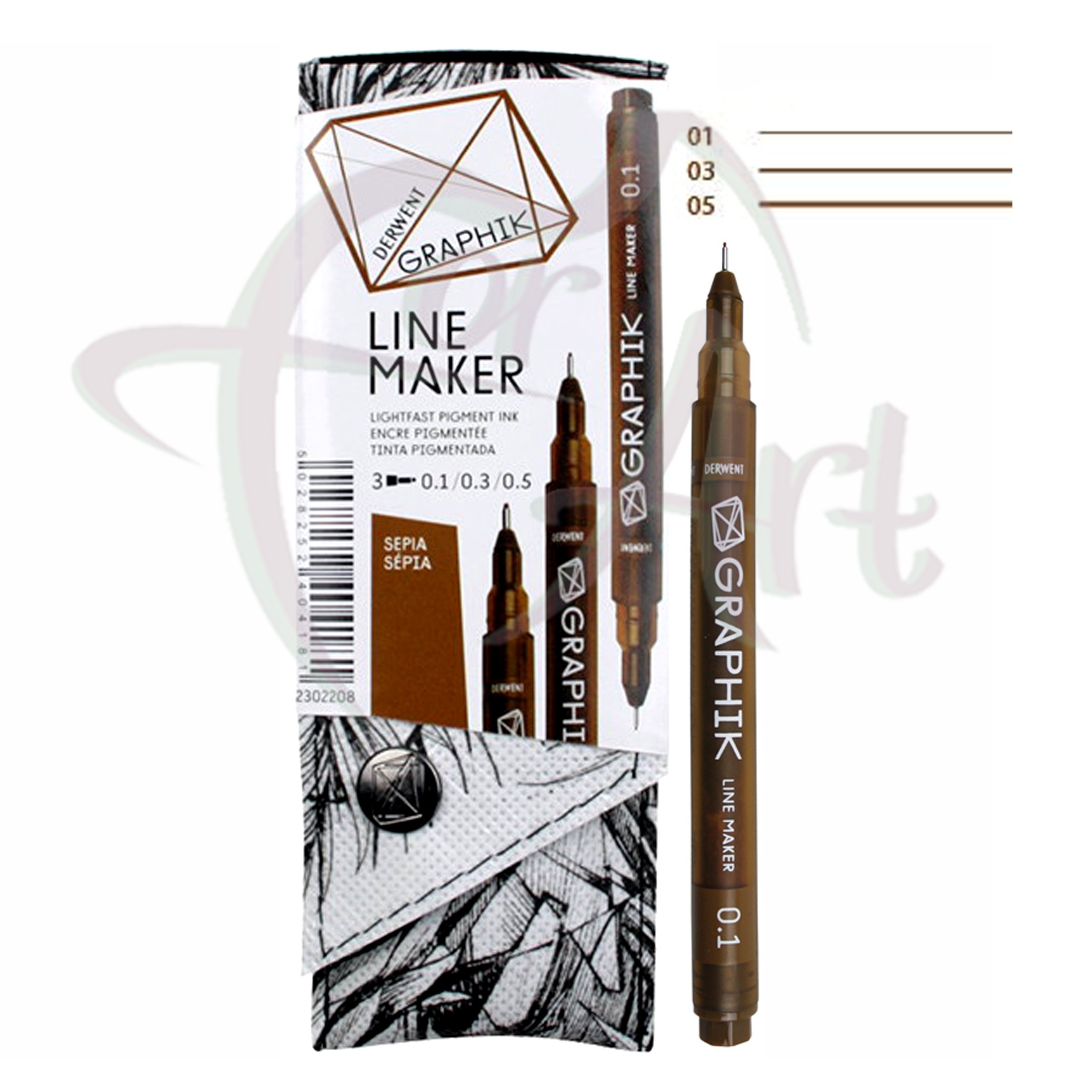 Набор одноразовых лайнеров Derwent GRAPHIK Line marker 3шт., цвет-сепия