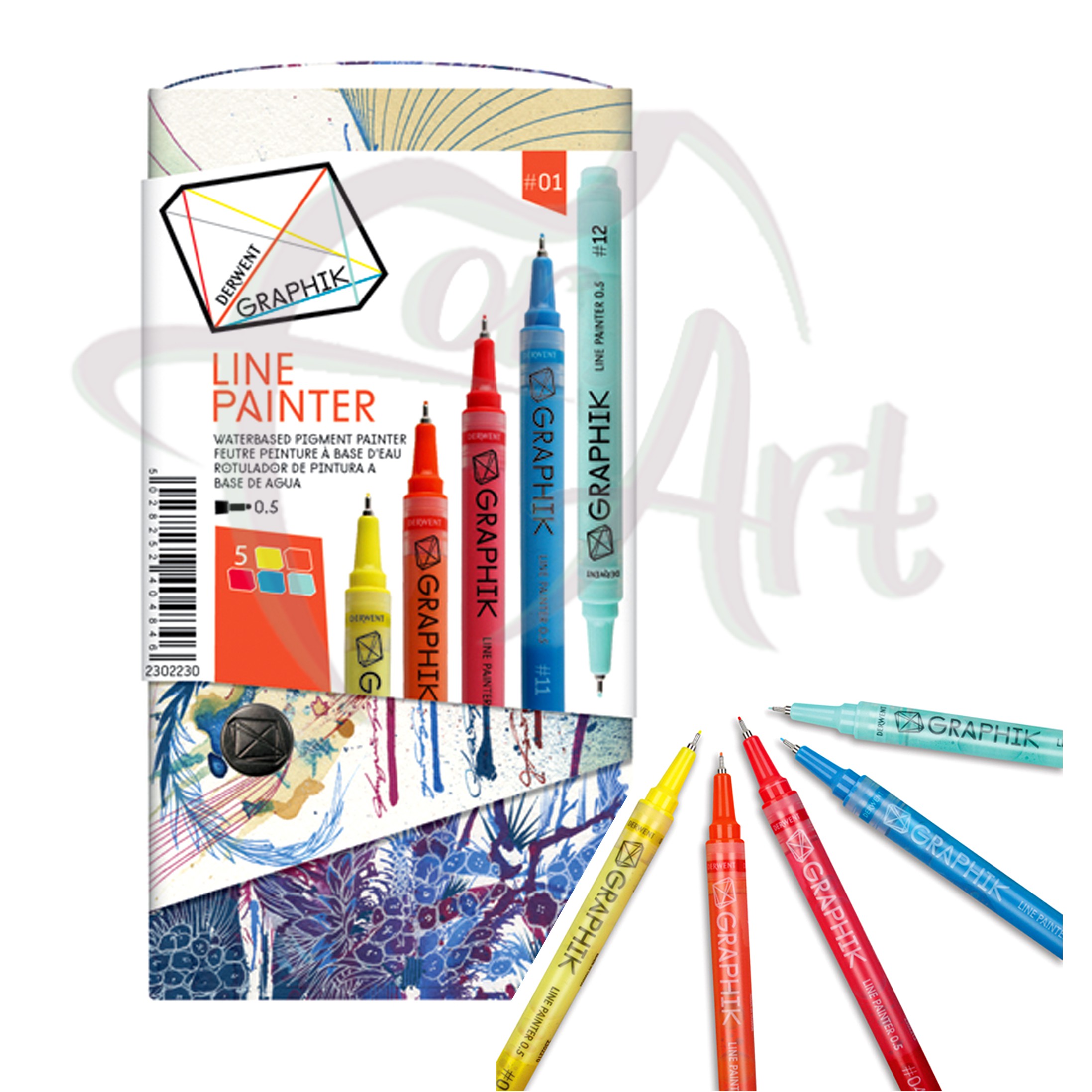 Набор одноразовых лайнеров Derwent GRAPHIK Line marker 5 цветов/ Set№1