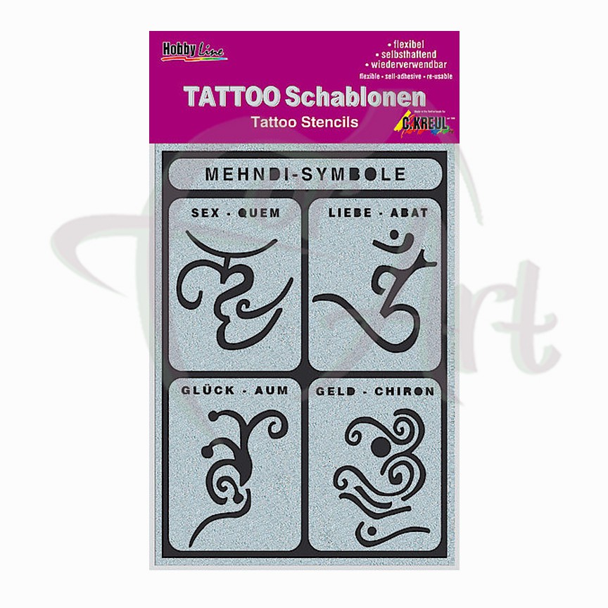 Самоклеящийся трафарет для нанесения татуировок C.Kreul Tattoo- Символы Менди