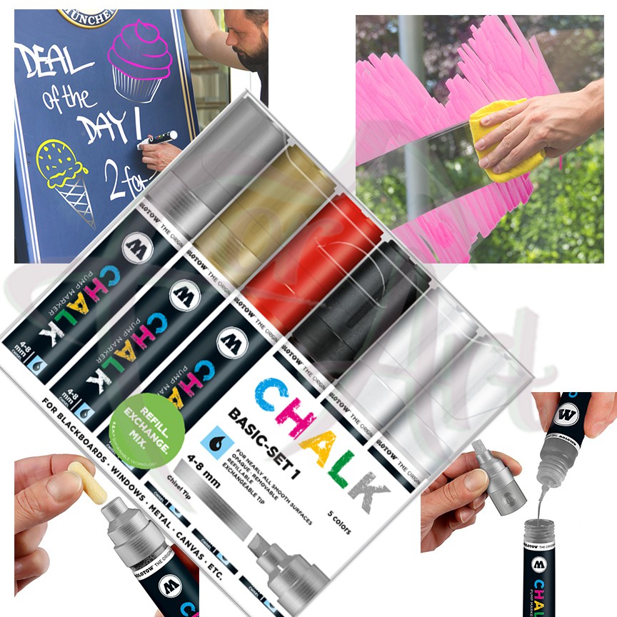 Набор меловых маркеров Molotow Chalk Basic Set 1 4-8мм