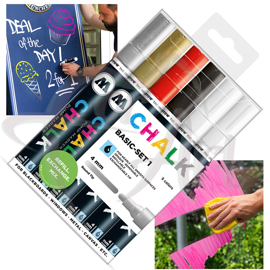 Набор меловых маркеров Molotow Chalk Basic Set 1 4мм