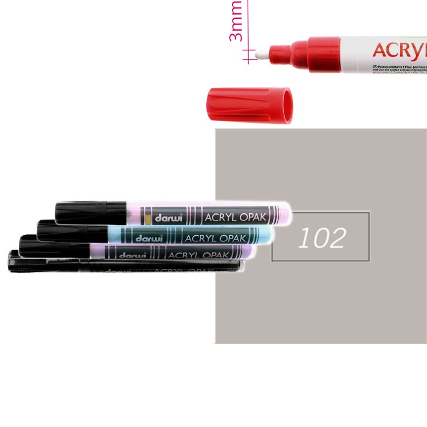 Акриловый маркер Darwi Acryl Opak круглый наконечник 3мм- серый тёплый