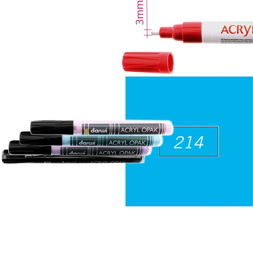 Акриловый маркер Darwi Acryl Opak круглый наконечник 3мм- небесно-голубой