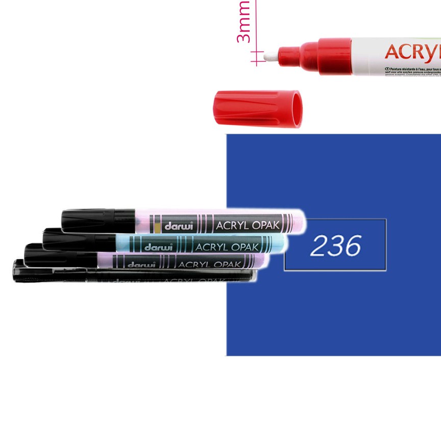 Акриловый маркер Darwi Acryl Opak круглый наконечник 3мм- тёмно-синий