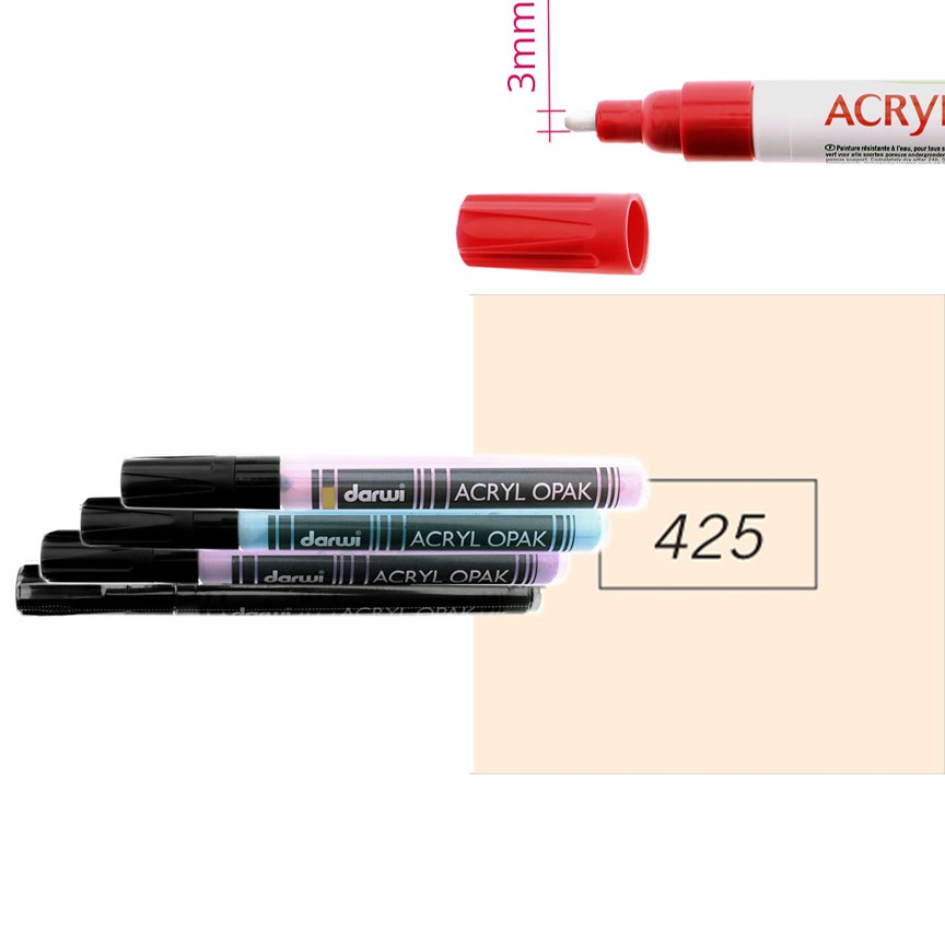 Акриловый маркер Darwi Acryl Opak круглый наконечник 3мм- телесный