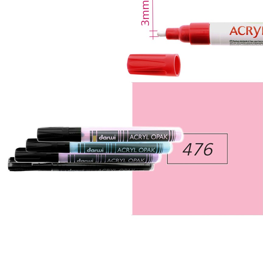 Акриловый маркер Darwi Acryl Opak круглый наконечник 3мм- розовый светлый