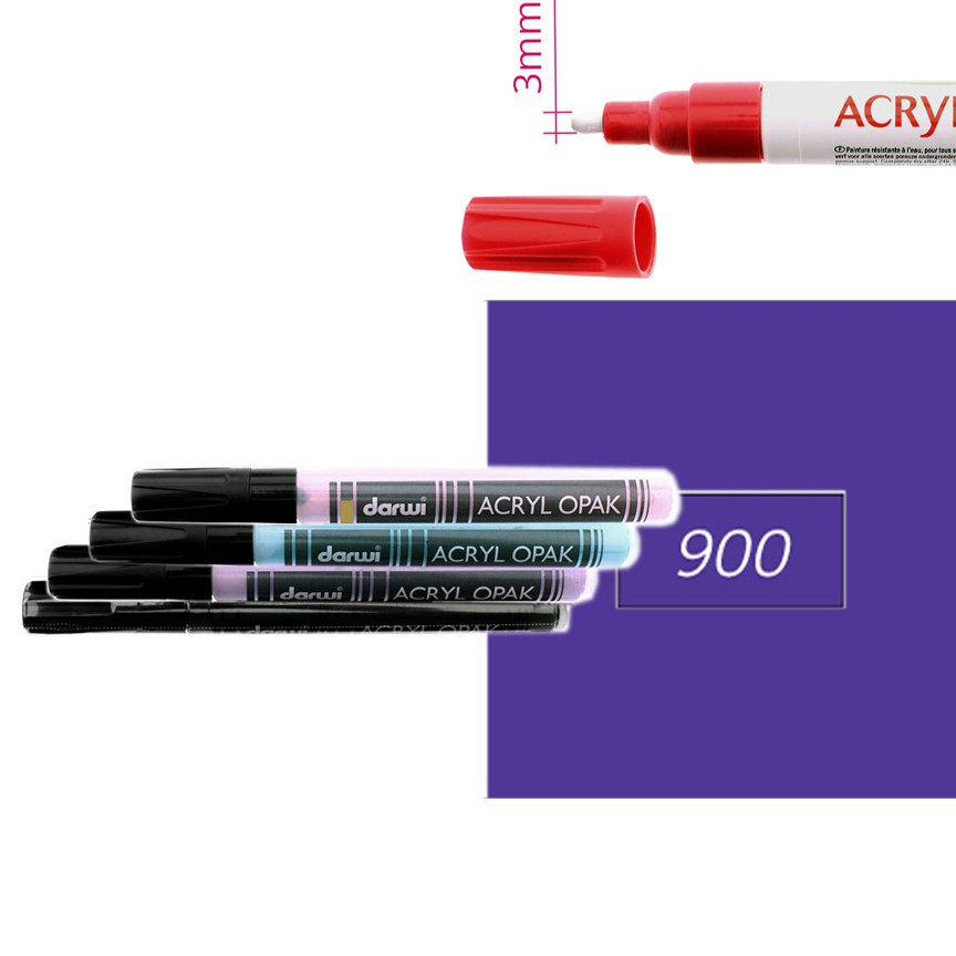 Акриловый маркер Darwi Acryl Opak круглый наконечник 3мм- фиолетовый