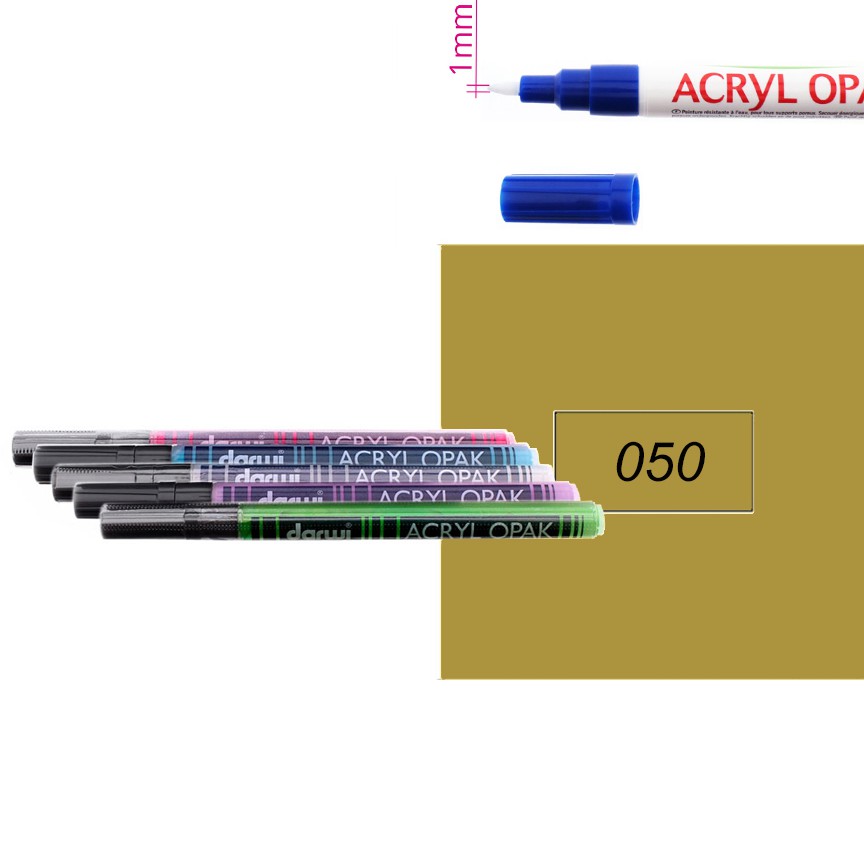 Акриловый маркер Darwi Acryl Opak круглый наконечник 1мм- золото