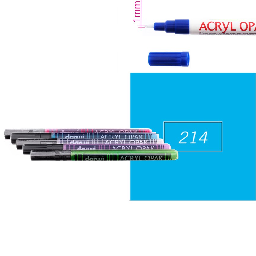 Акриловый маркер Darwi Acryl Opak круглый наконечник 1мм- небесно-голубой