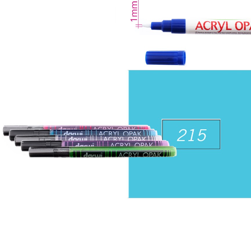 Акриловый маркер Darwi Acryl Opak круглый наконечник 1мм- голубой