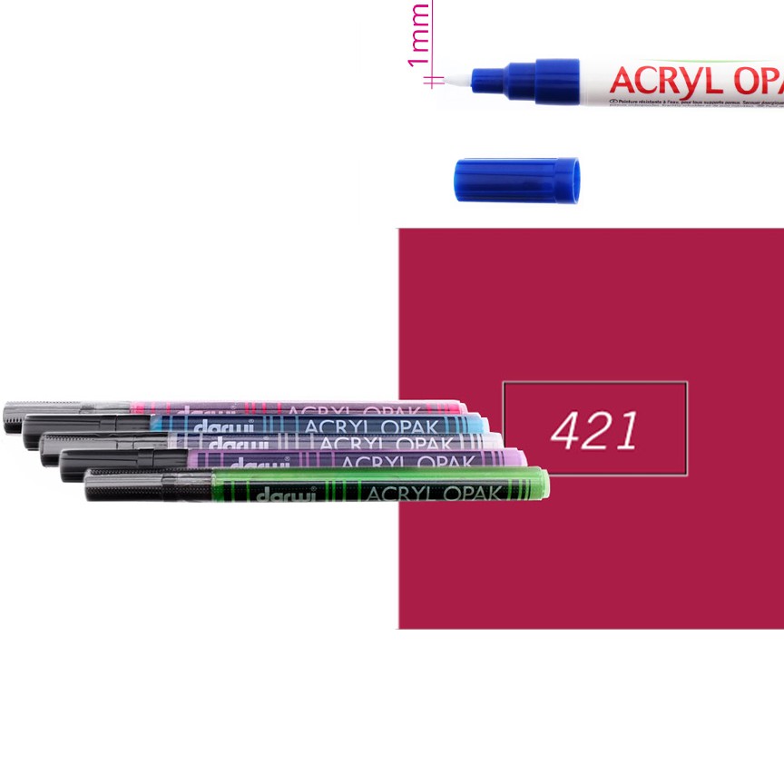 Акриловый маркер Darwi Acryl Opak круглый наконечник 1мм- глубокий кармин