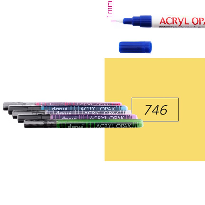 Акриловый маркер Darwi Acryl Opak круглый наконечник 1мм- охра жёлтая