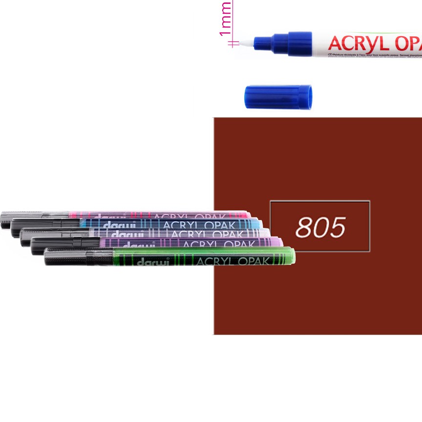 Акриловый маркер Darwi Acryl Opak круглый наконечник 1мм- коричневый