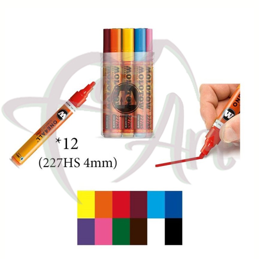 Набор акриловых маркеров Molotow 227HS Main-Kit I, 12цв х 4мм