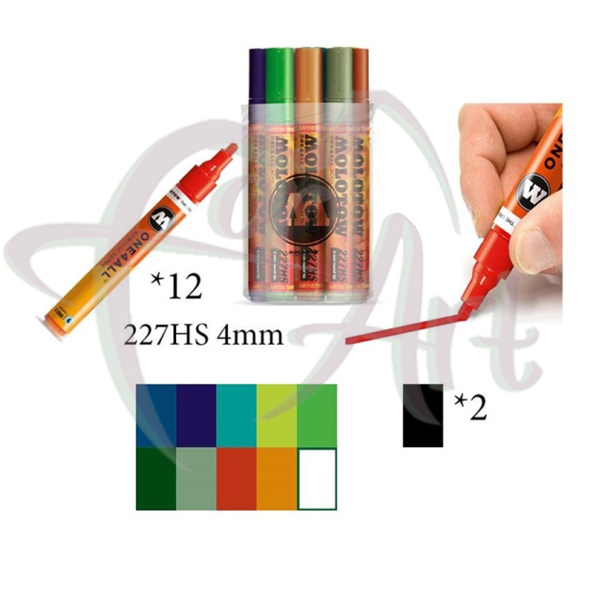 Набор акриловых маркеров Molotow 227HS Main-Kit II, 12цв х 4мм