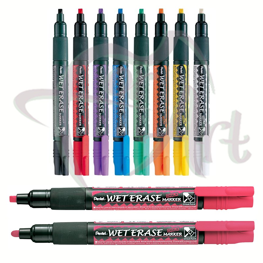 Меловые маркеры Pentel Wet Erase Chalk двусторонние/0,6мм/0,4мм