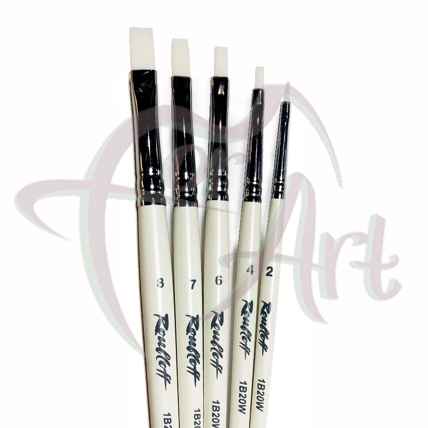 Кисти синтетические плоские Roubloff ser.1B20W на короткой ручке