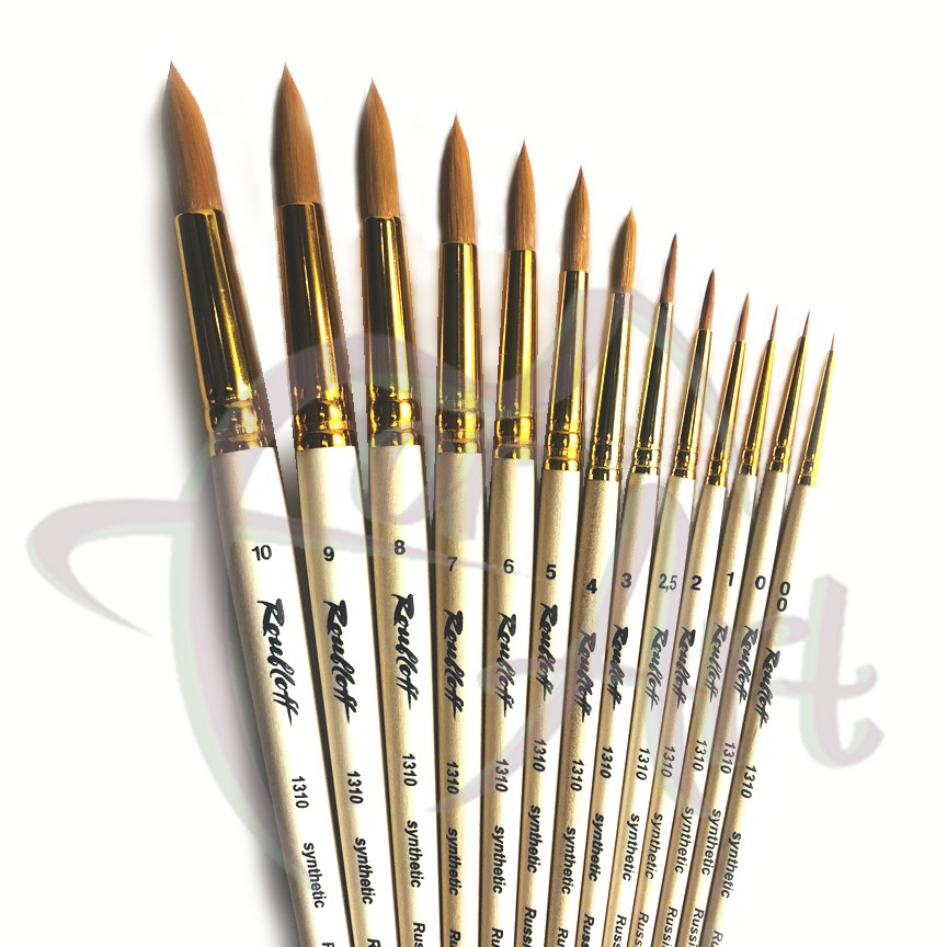 Кисти из волоса жёсткой синтетики круглые Roubloff ser.1310 на короткой ручке