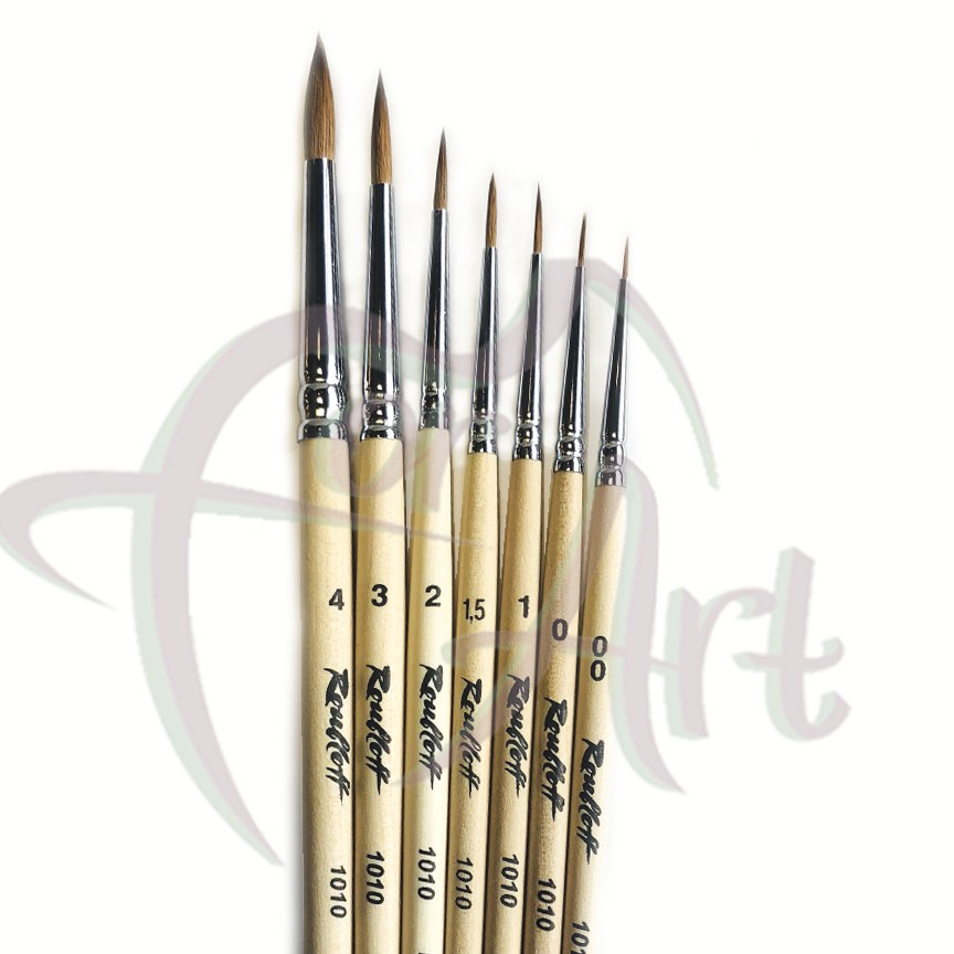Кисти колонковые круглые Roubloff ser.1010 на короткой деревянной ручке